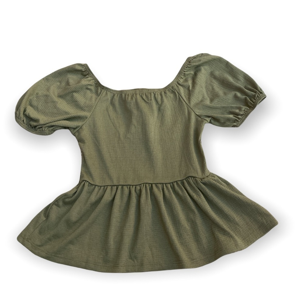 Sage green juniors puffed short sleeves shirt new medium - Picture 3 of 4